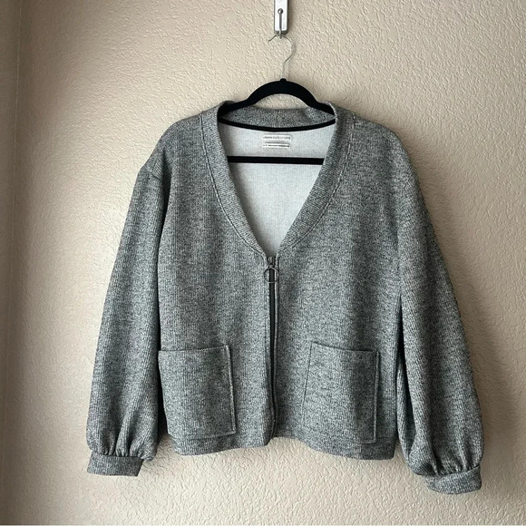 Urban Outfitters Cropped Balloon Sleeve Jacket Full Zip Gray Size XS - Picture 2 of 10